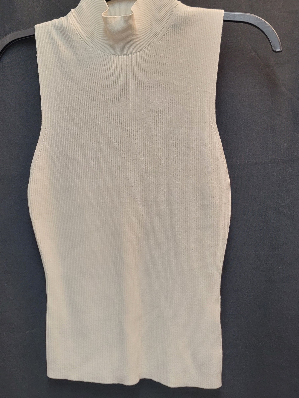 Express Sleeveless Mock Neck Ribbed Mini Dress in Cream